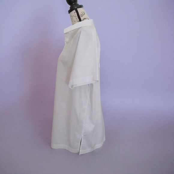 🎉HP🎉Eileen Fisher-Organic Cotton Classic Collar Long Shirt, White, Med., NWOT - Picture 4 of 10